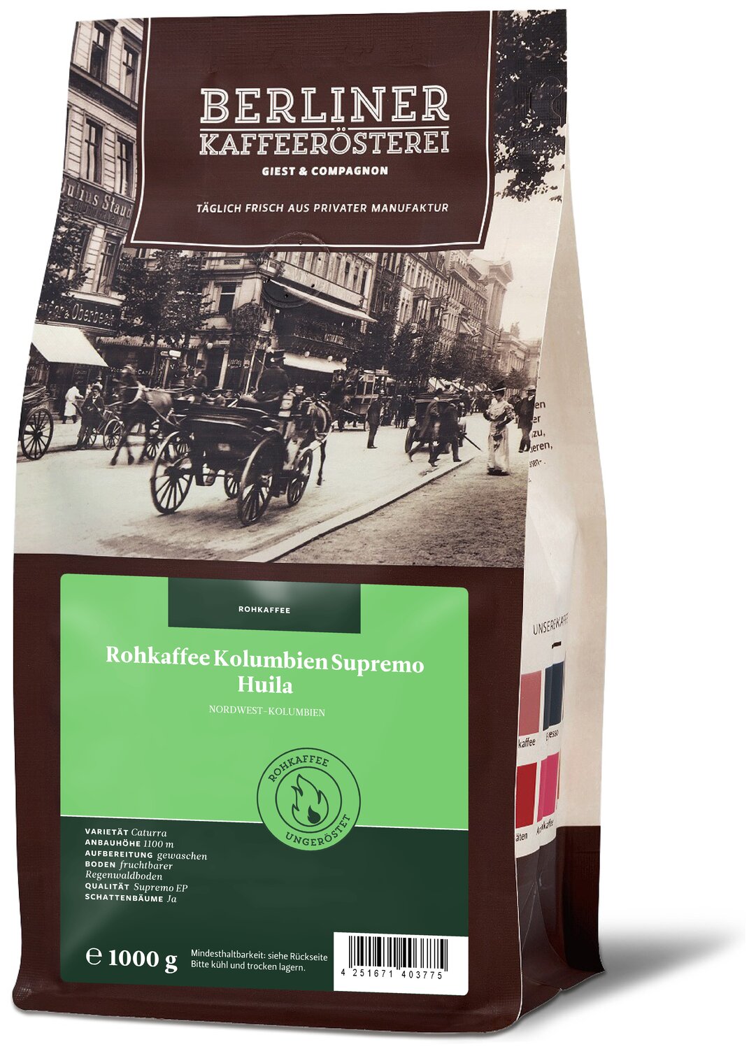 Rohkaffee Kolumbien Supremo Huila