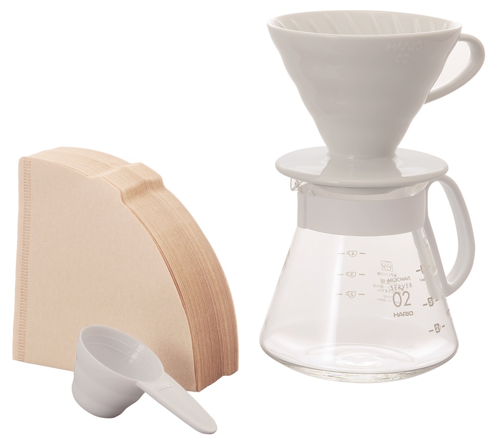 Hario - Dripper | Handfilter Starterset V60 Größe 02 Porzellan weiß