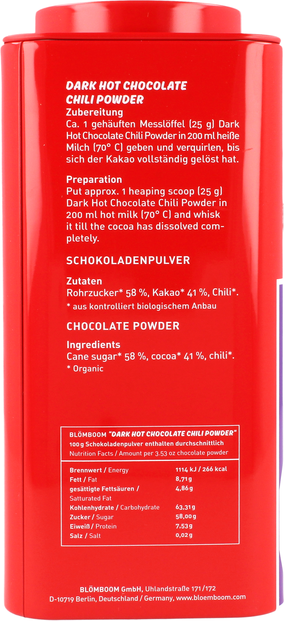 Blömboom - Dark Hot Chocolate Chili Powder BIO